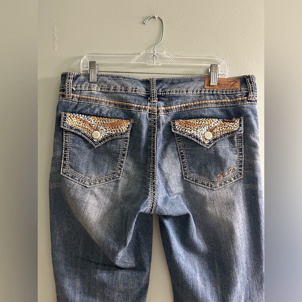 Seven 7 embroidered flap pocket bootcut jeans Y2K style - Picture 6 of 11